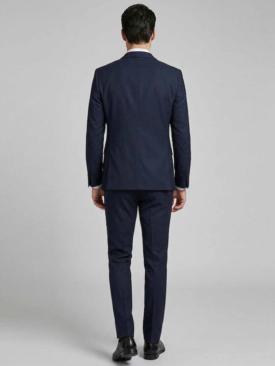 Herrenanzug Mit Weste mit Schlanke Passform Navy 07.37.DOMENICO-Blau