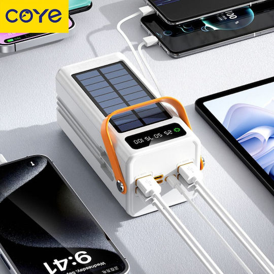 Coye CB-18 Solar Power Bank 50000mAh 22.5W mit 4 USB-A Ausgangsanschlüsse und USB-C Ausgangsanschlusses Schwarze