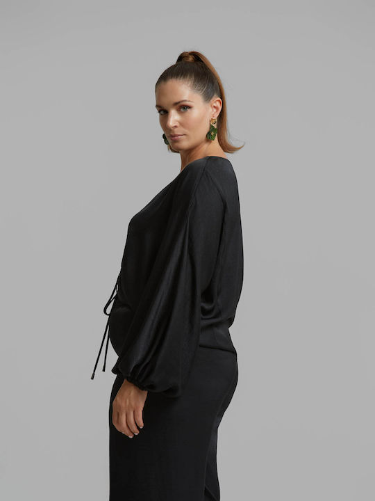 Women's Satin Black Blouse