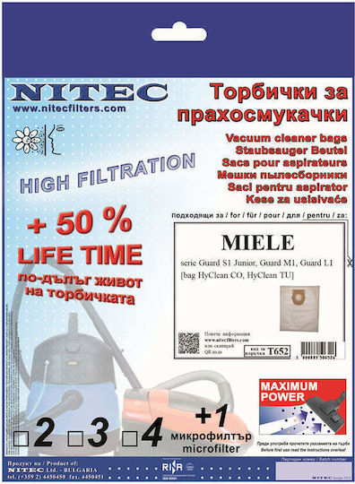 Nitec Σακούλες Σκούπας 3τμχ Συμβατή με Σκούπα Miele