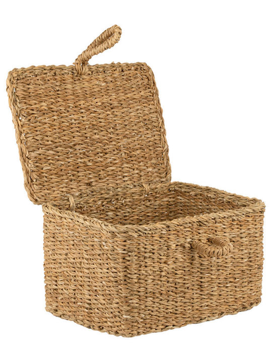 Estia Nerina Storage Basket Wicker with Lid Beige 25x14x15cm