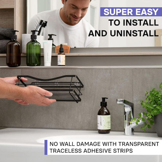 Wall Mounted Bathroom Shelf Metallic 13x13x32cm Grey