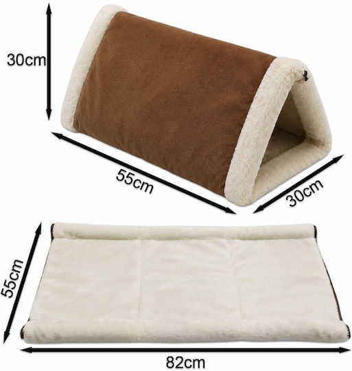 Self Heating Cat Bed Tunnel Mat 2 1 White Brown Sn23521 66