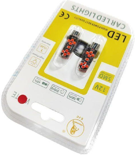 EJC Autolampen T10 LED Rote 12V 2Stück