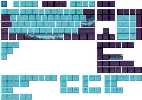 Dark Project DPKS177_NSKY1_ISO&ANSI PBT Капачки За Клавиатура С Подредба ANSI И ISO 177 Бр
