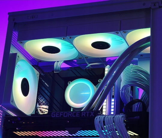 Jonsbo TG-360 Охлаждане AIO CPU с 3 Вентилатора 120mm и ARGB Осветление Бял