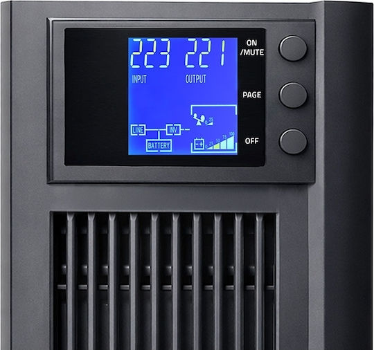 Qoltec 52642 UPS On-Line 3000VA 2400W με 2 Schuko Πρίζες