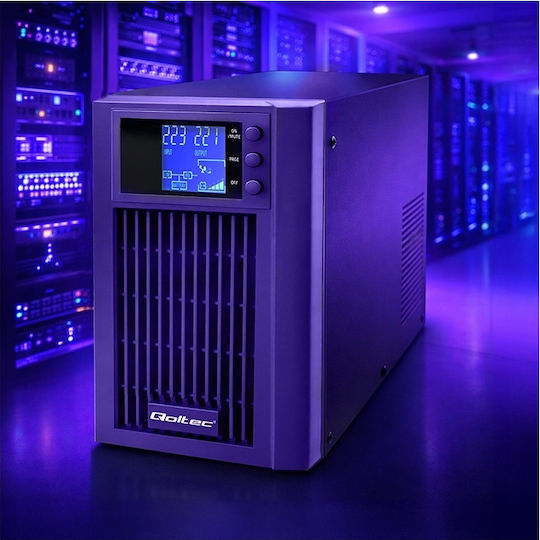 Qoltec 52642 UPS On-Line 3000VA 2400W με 2 Schuko Πρίζες