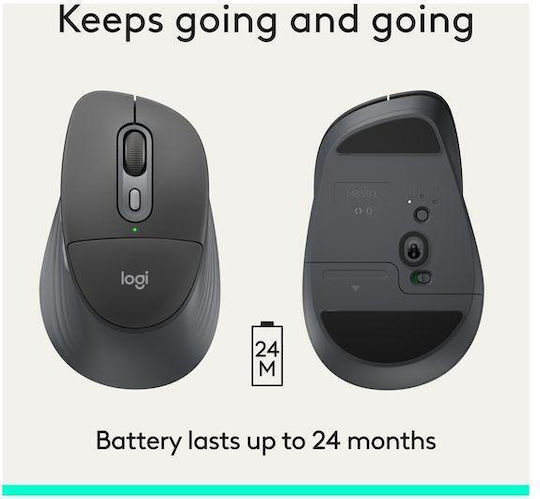 Logitech Signature Comfort Plus M850 L Ασύρματο Εργονομικό Bluetooth Ποντίκι Graphite