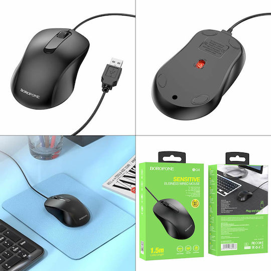 Borofone BG4 Wired Mouse Black