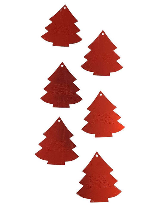 Christmas Stickers Small Trees Happy New Year 5cm 6 Pieces 2 Colors Gold
