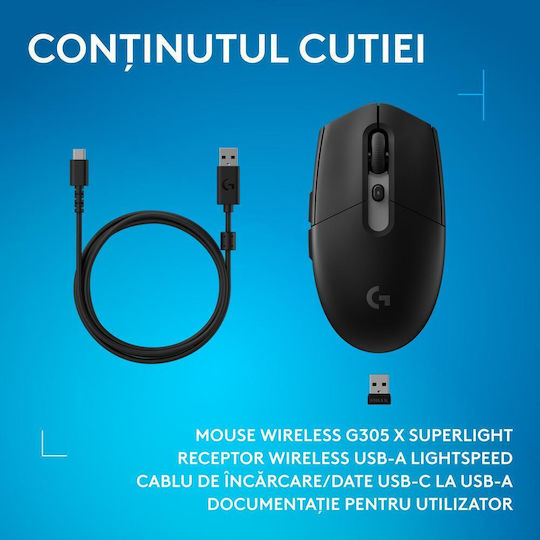 Logitech G305 X Superlight Wireless RGB Gaming Mouse 44000 DPI Black