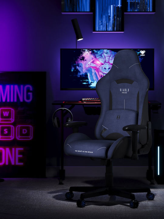 Diablo X-Starter Normal Size Artificial Leather Gaming Chair with Adjustable Arms Navy Blue