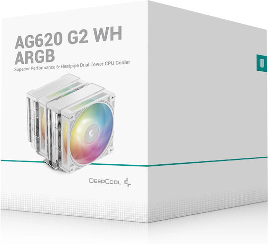 Deepcool AG620 G2 WH CPU-Kühlerlüfter mit ARGB Beleuchtung