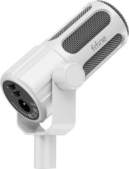 Fifine Tank1 Dynamic XLR Microphone Shock Mounted for Vocals in White Color