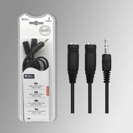 SGL 3.5mm male - 3.5mm female Cable Black 3m (196042)