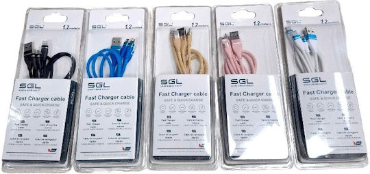 Regular USB to Lightning / Type-C / micro USB 1m Cable White (694700)