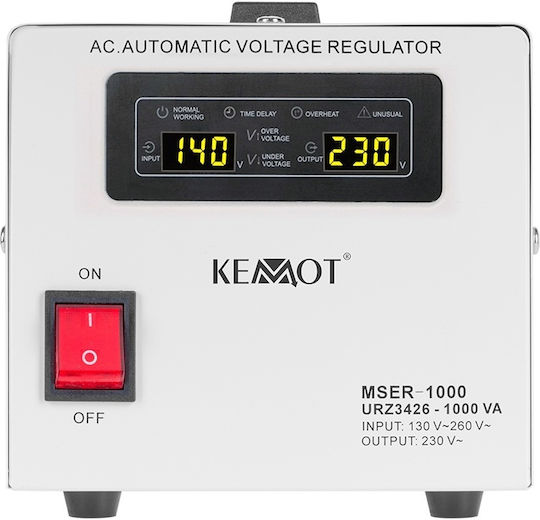 Kemot MSER-1000 Voltage Regulator Servo 1000VA with 2 Sockets Current
