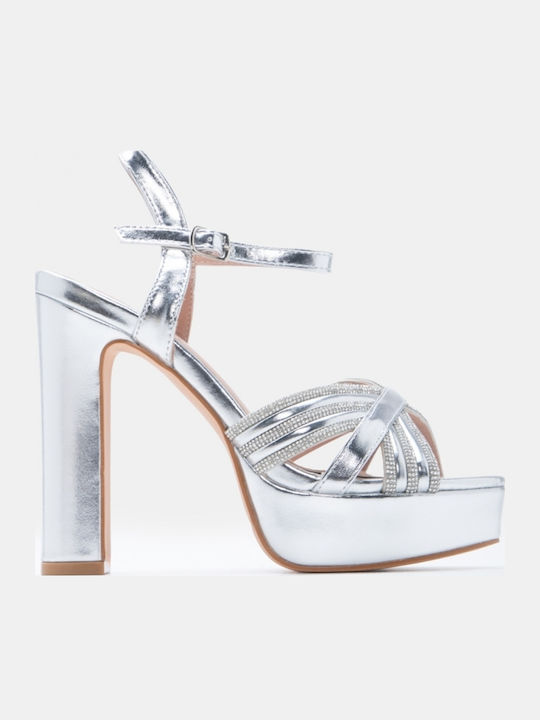 Sandals with Strass Silver