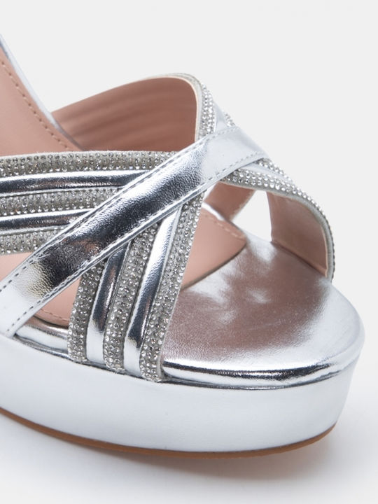 Sandals with Strass Silver