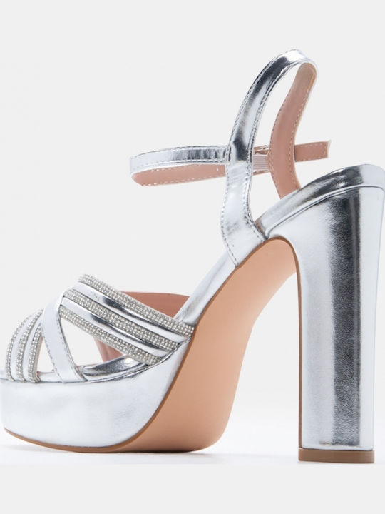 Sandals with Strass Silver