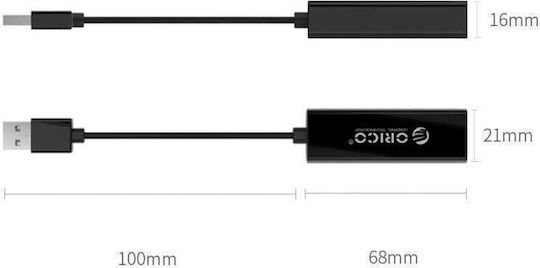 Orico UTJ-U3 USB Netzwerkadapter mit Verkabelter Verbindung Gigabit Ethernet