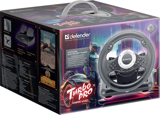 DEFENDER TURBO PRO Steering Wheel with Pedals for PC / PS3 / PS4 / Switch / XBOX One / Xbox Series X/S with 180° Rotation