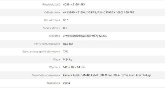 AVerMedia CAM4K Web Camera