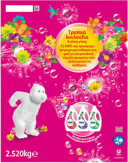 Omo Waschmittel in Pulverform mit Duft Tropische Blumen & Ylang Ylang 2.52kg (45 Messbecher)