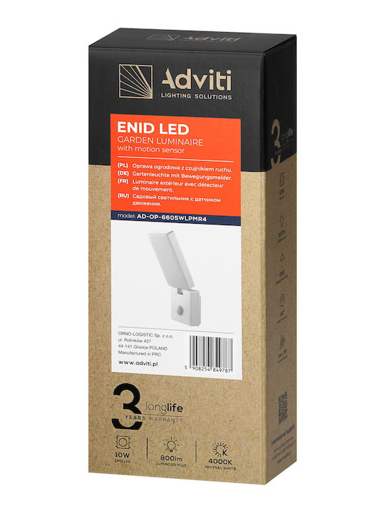 Adviti Wandmontiertes Außenbeleuchtung LED IP65 10W mit Natürliches Weiß Licht