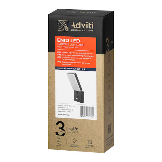 Adviti Wandmontiertes Außenbeleuchtung LED IP65 10W mit Natürliches Weiß Licht