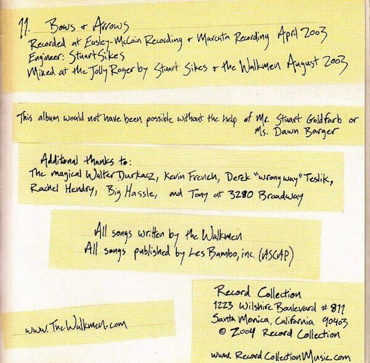 Walkmen Bows + Arrows Cd