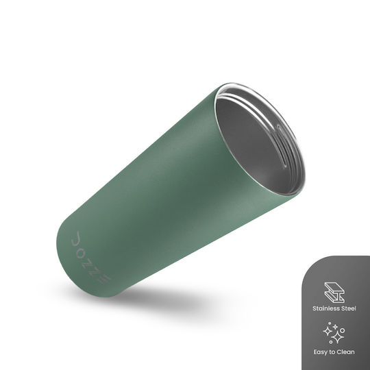 Dozze Monochrome Edition Handled Tumbler Thermos Bottle Stainless Steel BPA Free 592ml Sage Green With Straw And Handle