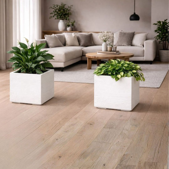 HowHomely Set 2 Kunststoff Blumentöpfe Beige