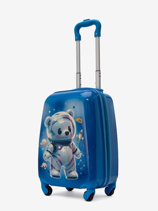 KREAL Kinder Hart Kabinenkoffer Blau mit 4 Rädern Höhe 46cm