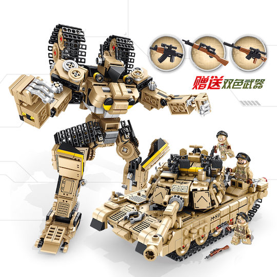 Panlos Cuburi de Construcții 621020 Robot Tanc 2 Forme 6+ Ani 810 Buc