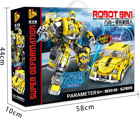 Panlos Building Blocks Construction 621019 Robot Car 2 Forms 6+ Years 1033 Pieces