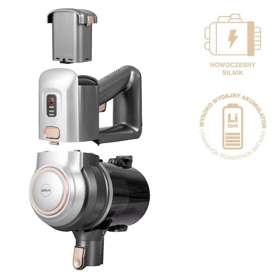 Eldom OB210 Акумулаторна Вертикална Прахосмукачка 22.2V Сребриста
