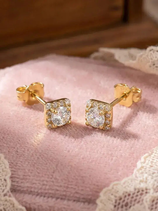 9K Gold Earrings with Stones