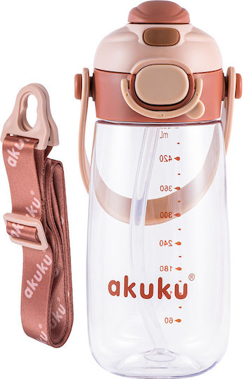 Akuku Детско Пластмасово Бутилка със Сламка Non Spill Бяла 480ml