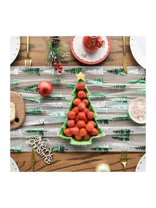 Artoid Mode Christmas Tablecloth Fabric Runner Trees 300x70cm