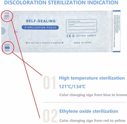 Set 200 Sterilization Pouches For Tools 70x260mm