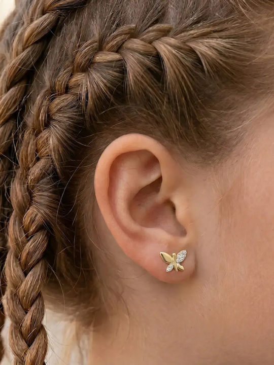 Детски Обици Studs Пеперуди от Злато 9K