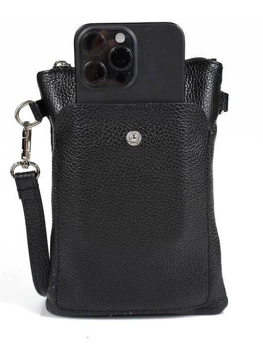 Leather Women's Mobile Phone Pouch Tabac Brown