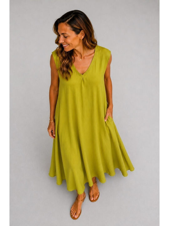Sommer Maxi T-Shirt Kleid Lime