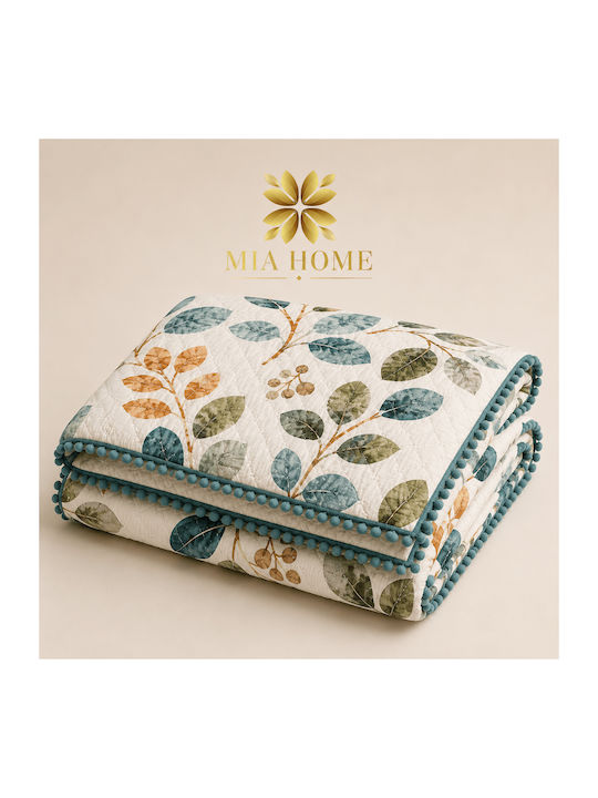 Mia Home Set Coverlets Double White-Mint 220x240cm 3 Pieces