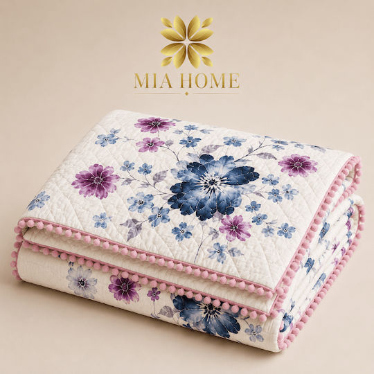 Mia Home Шалтета Подредба Голям Двоен Бяло-Мораво 220x240см 3 Бройки