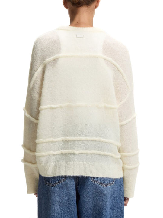 Hugo Damen Langärmeliges Pullover in Elfenbein Farbe