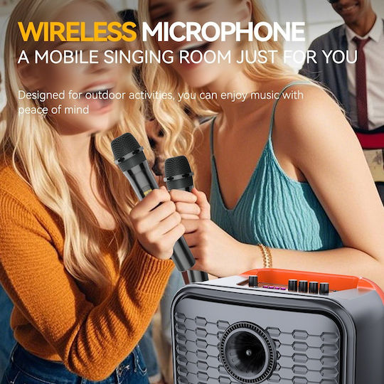 Karaoke Speaker with Wireless Microphones and Lighting Effects SING-E ZQS12156S 079109 Black
