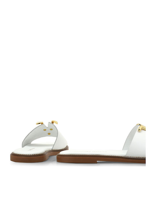 Leather Women's Flat Sandals White